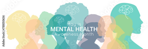 Mental Health banner. People stand side by side together. Flat vector illustration.c