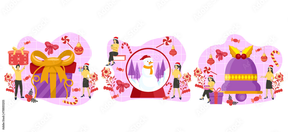 Christmas Celebration Flat Bundle Design Illustration Christmas Celebration Flat Bundle Design Illustration