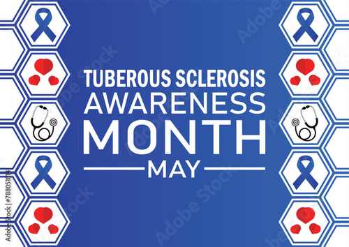 Tuberous Sclerosis awareness Month wallpaper with shapes and typography, banner, card, poster, template. Tuberous Sclerosis awareness Month, background