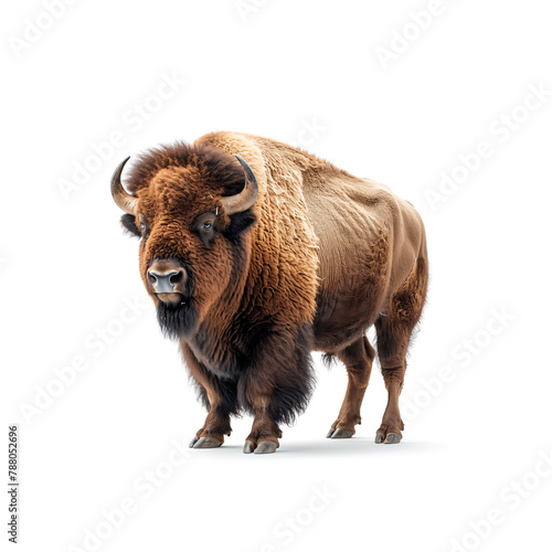 Bison Standing on White Background. Generative AI