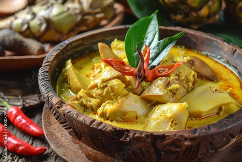 Indonesian traditional dish Gulai Nangka from Padang photo