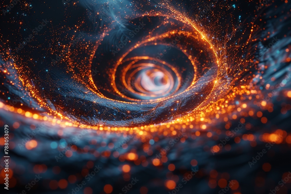 This vibrant image captures the essence of an abstract swirling vortex filled with glowing, fiery particles, evoking motion and transformation This vibrant image captures the essence of an abstract swirling vortex filled with glowing, fiery particles, evoking motion and transformation