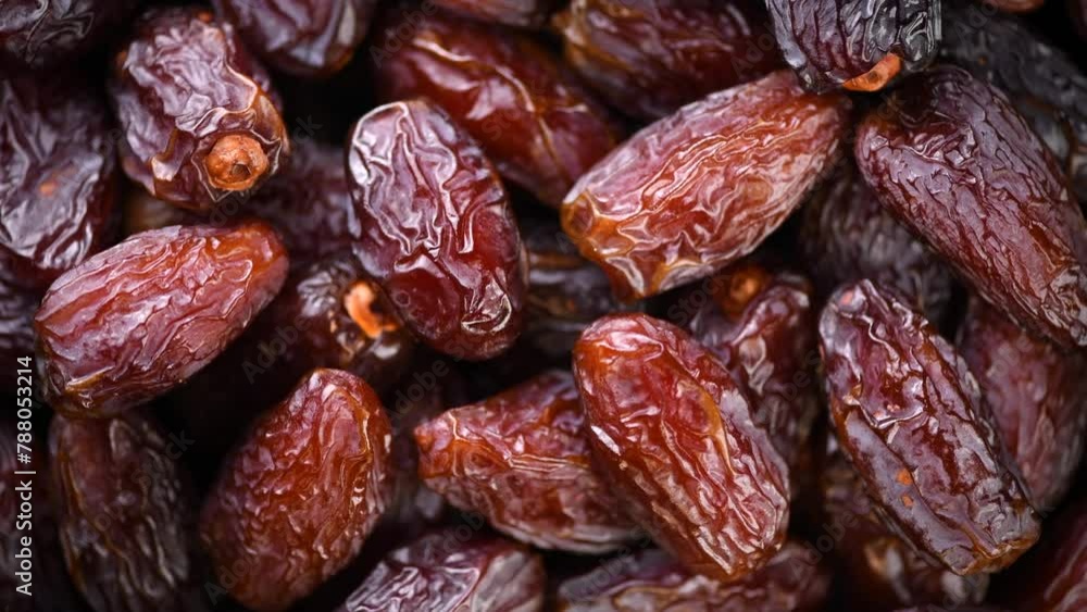 Date fruits. Dates fruit close up design background. Heap of Medjool dates close up, macro shot. Dried fruits, healthy vegan food backdrop rotating. Date fruits. Dates fruit close up design background. Heap of Medjool dates close up, macro shot. Dried fruits, healthy vegan food backdrop rotating.