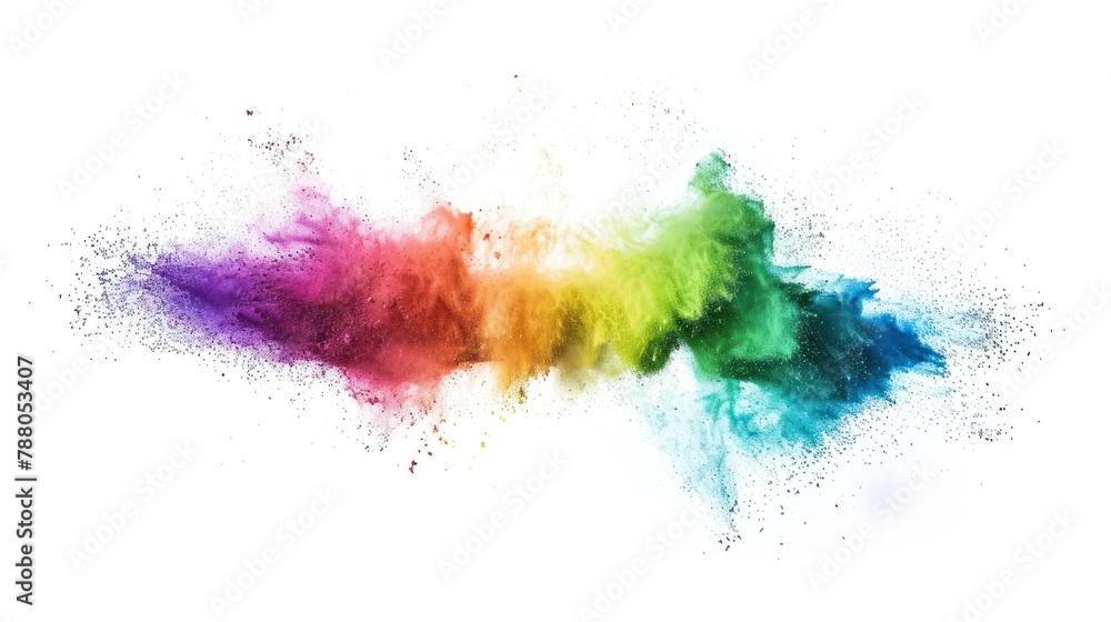 rainbow colored powder explosion on white background,Colorful powder abstract design