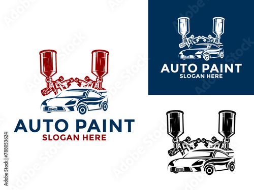 Creative auto paint logo vector, Car painting logo design vector illustration