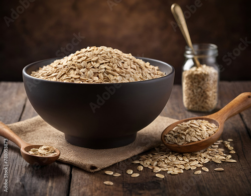 oatmeal in a wooden bowl