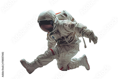 AI generated image, an Astronaut jumping PNG transparent, isolated on transparent background