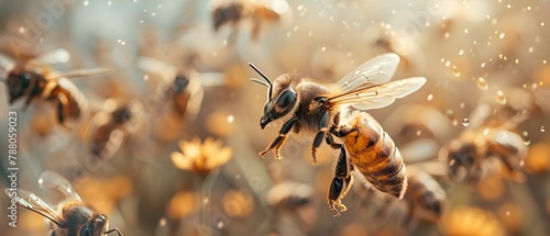 Pollinators at Risk: The Delicate Balance of Nature. Concept Bee Conservation, Pollinator Decline, Ecosystem Impacts, Habitat Preservation, Biodiversity Loss