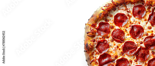 top view of pizza with free space for text, with plain background 