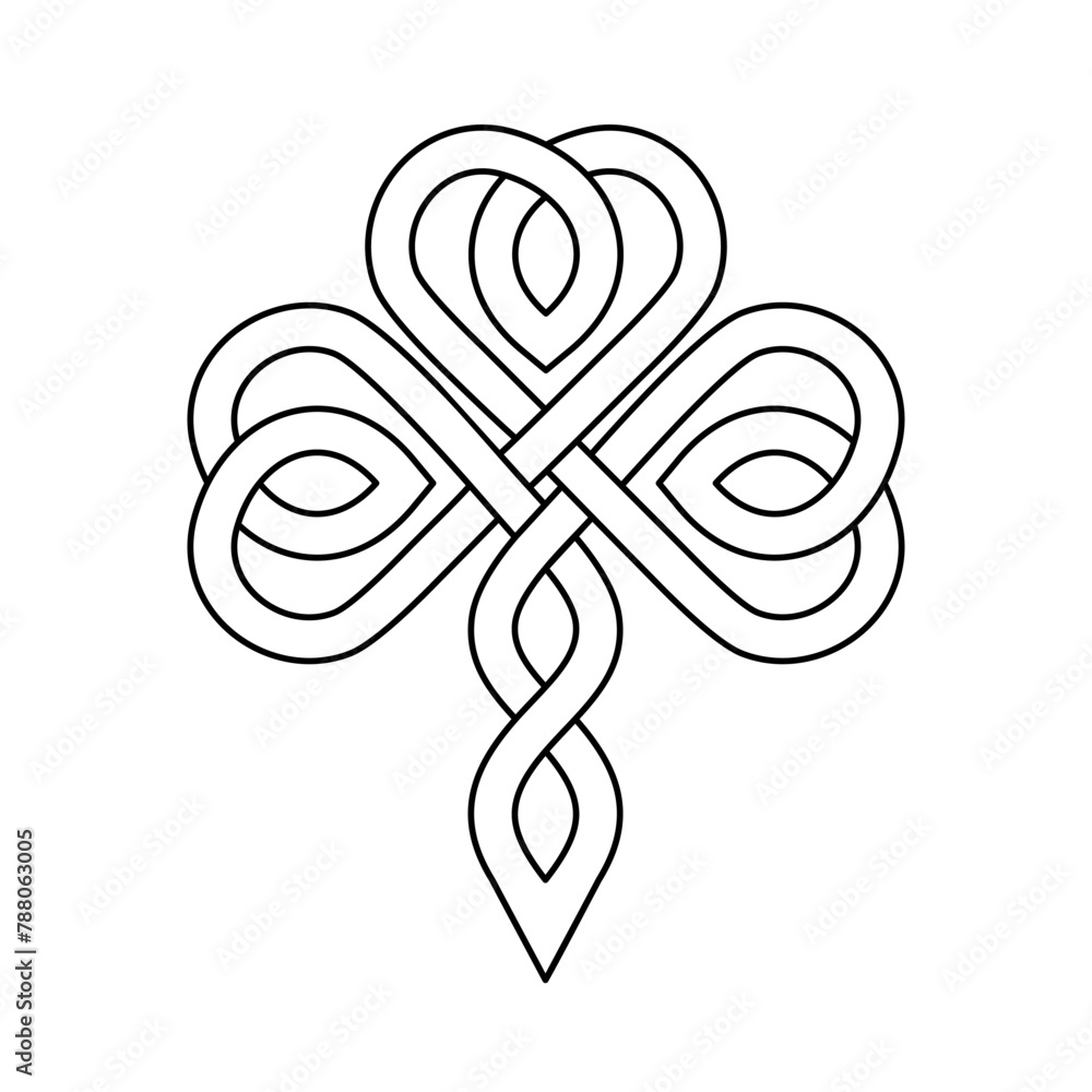 Celtic style clover leaf. Interlaced stylized celtic symbol of luck ...