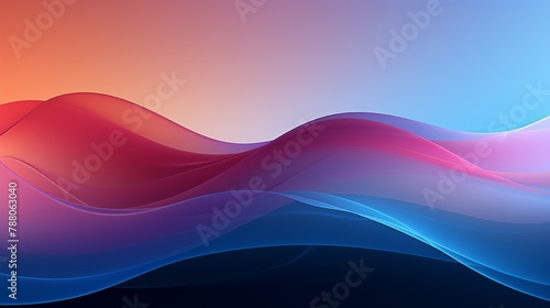 A sleek abstract wave flows with a smooth gradient transition of blue to pink, ideal for contemporary design backgrounds.