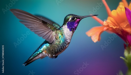 hummingbird feeding on a flower © AI Stock
