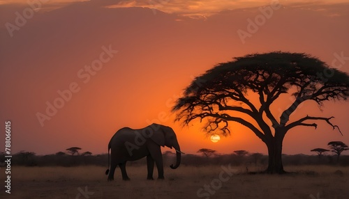 elephants at sunset © AI Stock