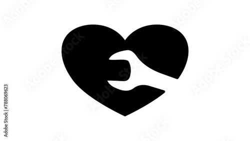 Heart clinic, heart treatment, black isolated silhouette