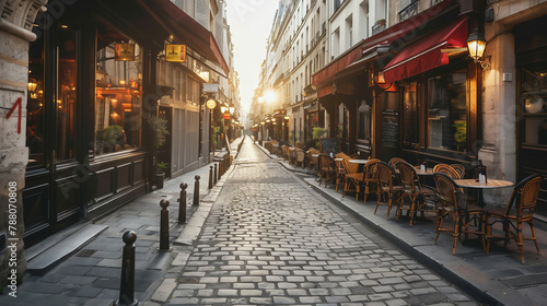 Fototapeta Naklejka Na Ścianę i Meble -  Typical Parisian outdoor cafe in Montmartre