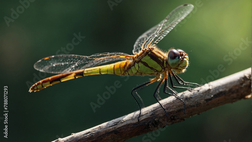 Beautiful dragonfly sitting on a branch