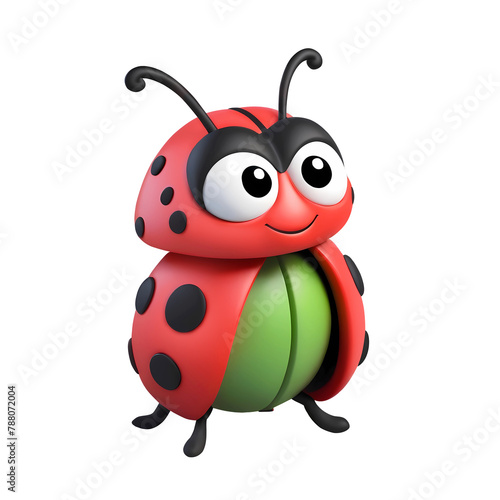 3d ladybug cartoon character Isolated On Transparent Background, PNG File Add