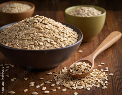 oatmeal in a wooden bowl