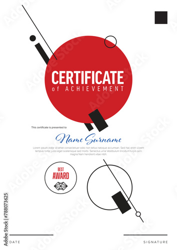 Minimalistic simple a4 diploma certificate template in japan style