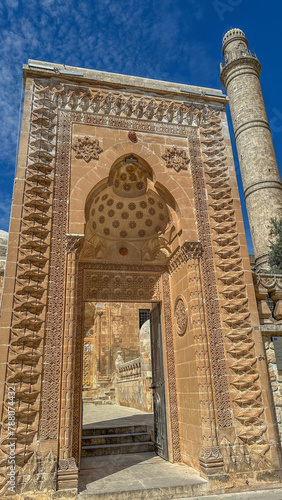 Stone made detail reliefs and decorations of Latifiye Mosque in the old city of Mardin photo