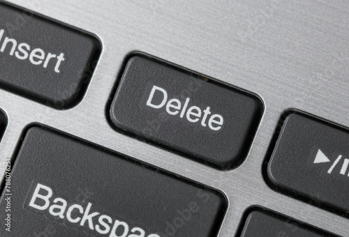 Close-up of keyboard buttons. Delete button photo
