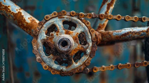 A rusty bicycle chain photo