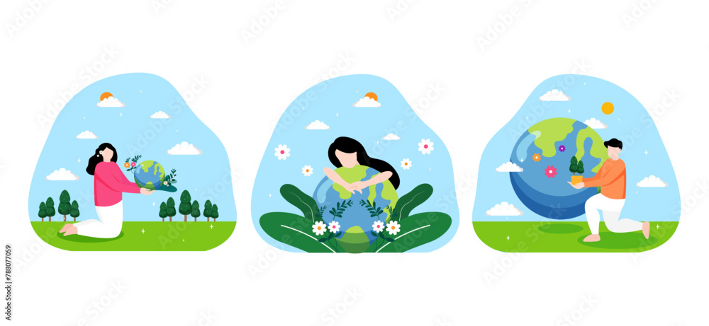 Earth Day Flat Bundle Design Illustration Earth Day Flat Bundle Design Illustration