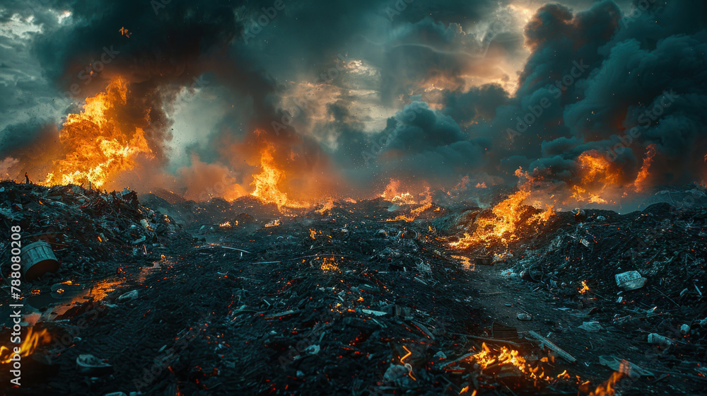 Fototapeta premium Garbage burning in the city.