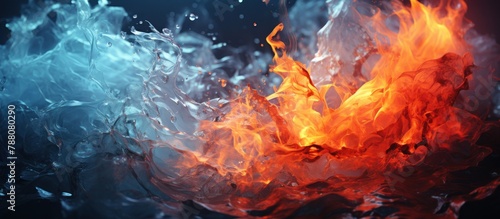 abstract scene with fire and smoke on black background
