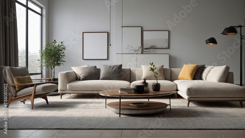 Modern Living Room Interior With Sofa Lamp Table