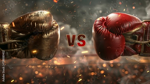 Famous boxing match poster  fighting gloves with  vs  letters for versus in the middle photo