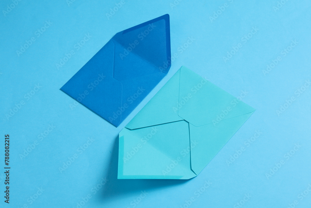 Set of blue tones envelopes on blue background. Set of blue tones envelopes on blue background.