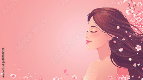 girl illustration on pink background , card, Copy Space, World Menstrual Hygiene Day On May, 28.  photo