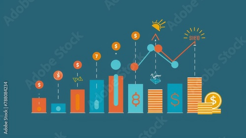 Colorful depiction of financial growth and investment concepts