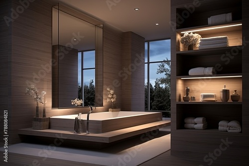 High-End Contemporary Spa Bathroom with Luxurious Amenities and Modern Style