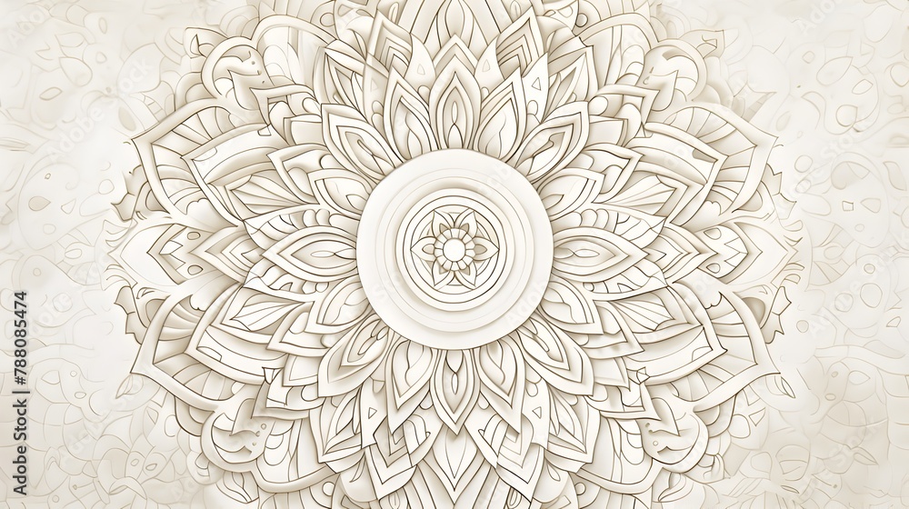 Intricate Mandala Style Pen and Ink Drawing with Symmetrical Patterns and Soothing Lines Representing Balanced and Centered Peace Intricate Mandala Style Pen and Ink Drawing with Symmetrical Patterns and Soothing Lines Representing Balanced and Centered Peace