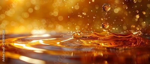 Golden Essence: Revitalizing Hair Oil in Amber Hues. Concept Hair Oil, Haircare, Amber, Revitalizing, Golden Essence photo