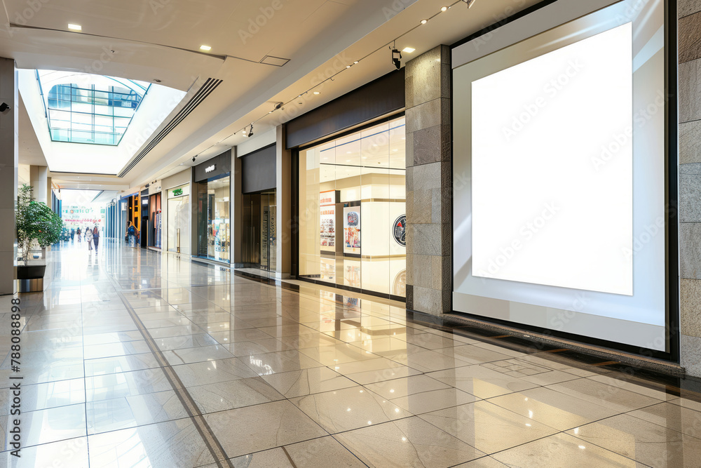 custom made wallpaper toronto digitalAn empty billboard next to a glass storefront in a shopping mall