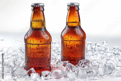 Cold, refreshing beer bottles filled with ice are perfect for refreshing yourself at a summer party.