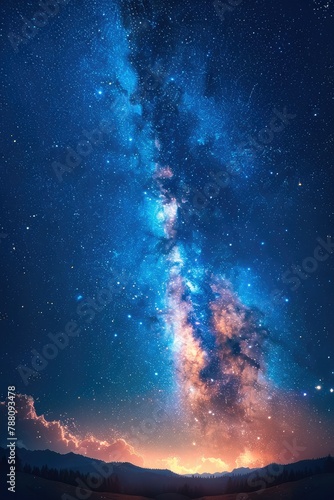 Fantasy night sky with milky way. Generative AI. © visoot