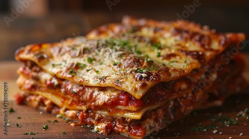 Exquisitely Crafted Lasagna Captured with Flair and Culinary Expertise