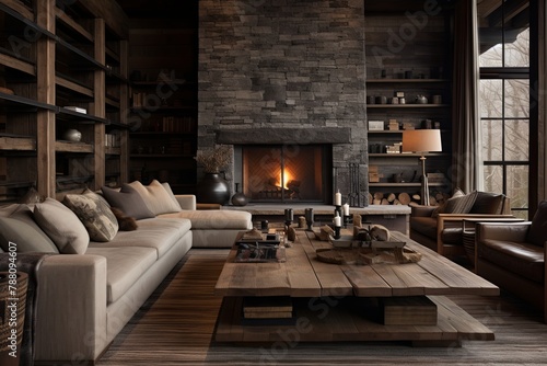 Modern Alpine Cabin Living Room Designs: Rustic Mountain Elegance with Contemporary Twist © Michael