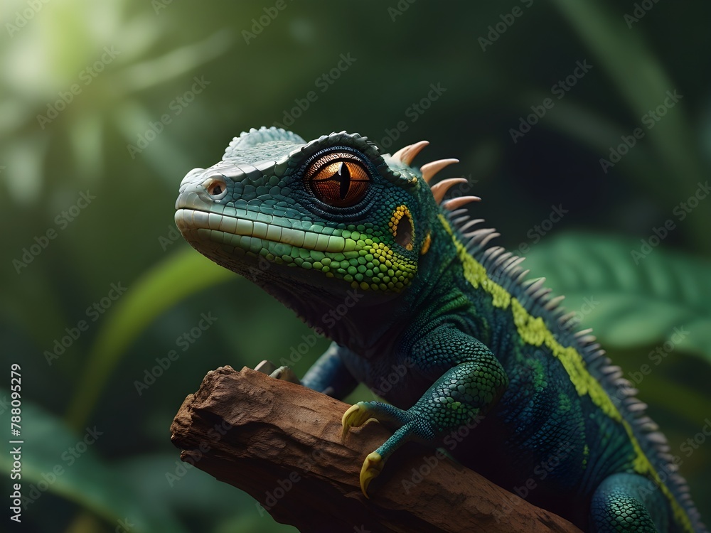 Fototapeta premium chameleon on a branch
