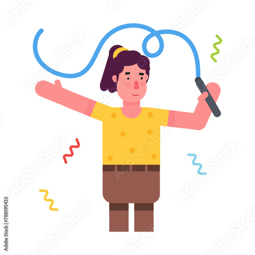 Premium flat icon of a girl doing ribbon dance 