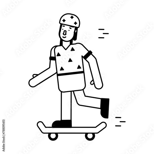 Ready to use glyph icon of a skateboarding girl 
