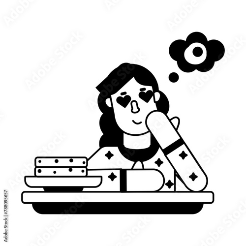 A well-designed glyph icon of a foodie 