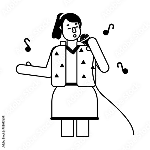Download glyph icon of singing girl