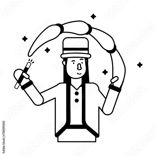 Trendy glyph character of a female magician 