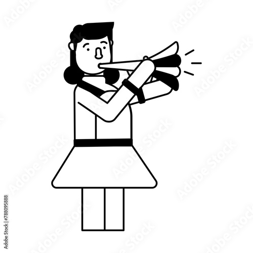 Ready to use glyph icon of a female musician 