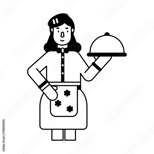 Customizable glyph character of a waitress 